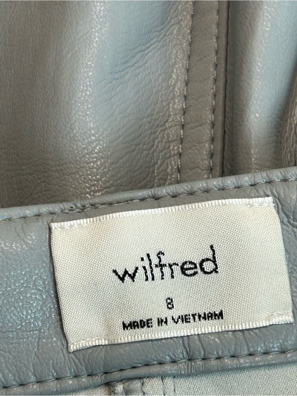 Aritzia Wilfred Faux Leather Straight Leg Pants Light Blue Grey Size 8 - Picture 11 of 14